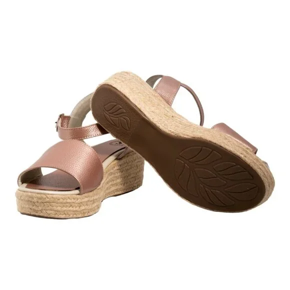Rose Gold Espadrille Wedge Sandal - Picture 4 of 6